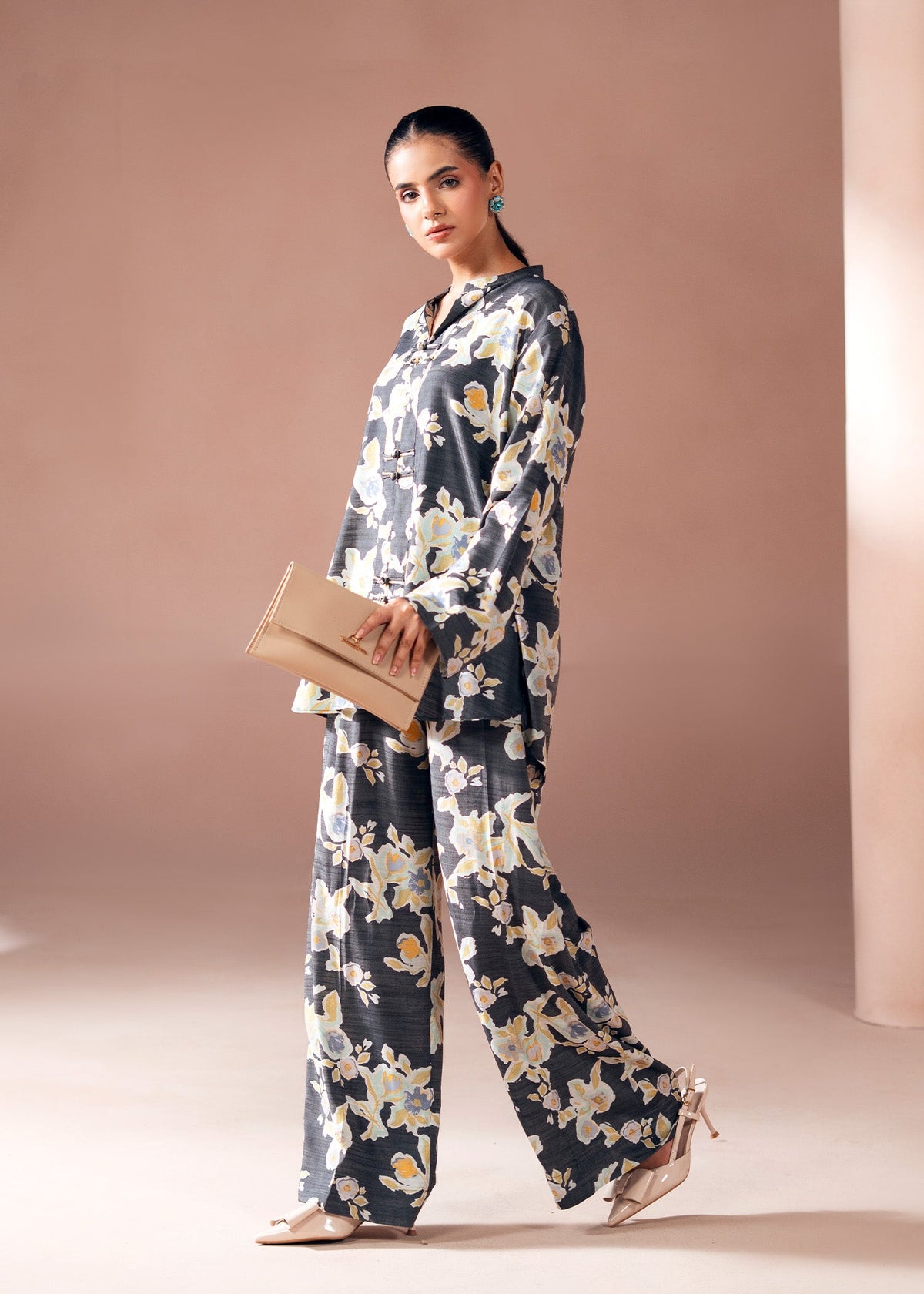 Charcoal Grey Printed Co-ord Set
