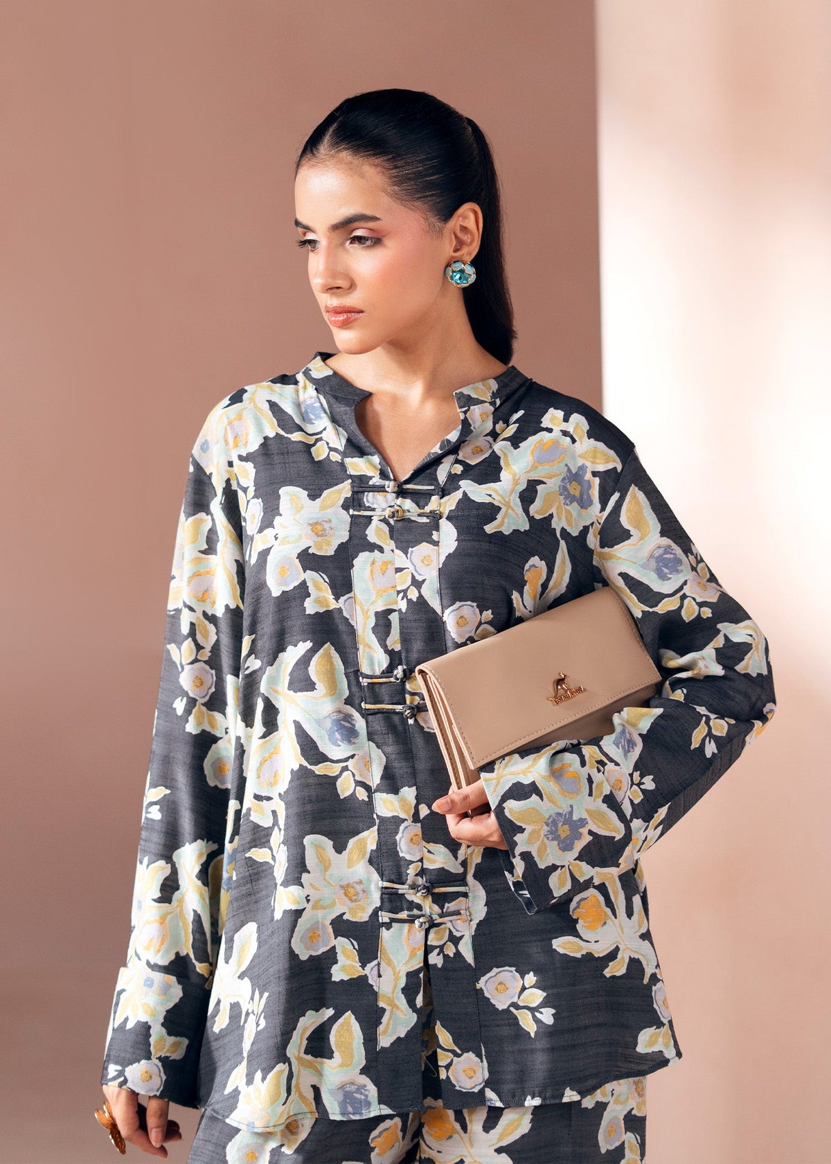Charcoal Grey Printed Co-ord Set