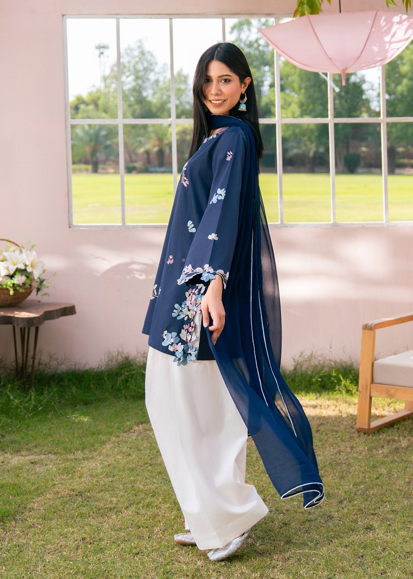 Moon Blue Embroidered Suit