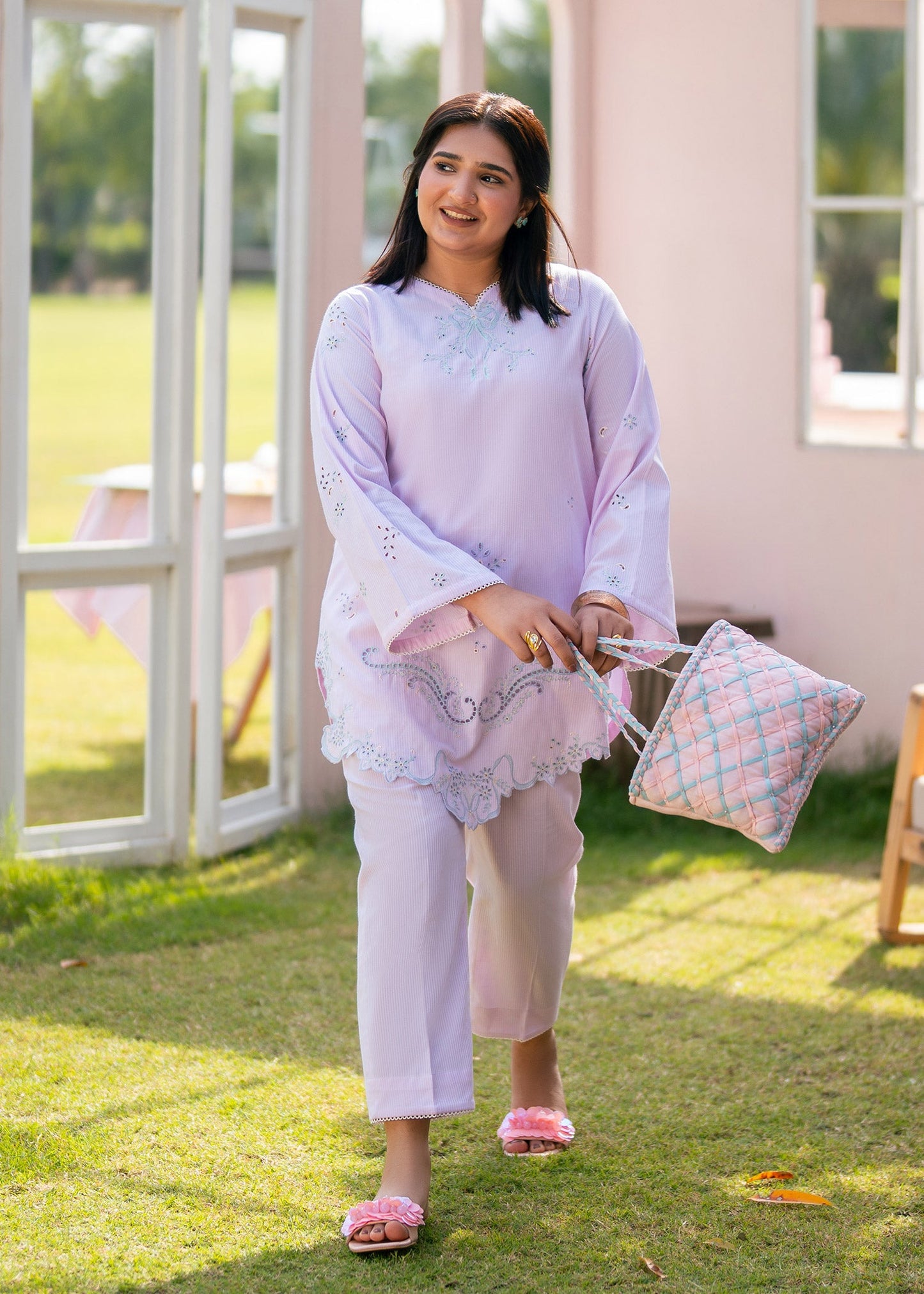 Sakura Pink Embroidered Suit