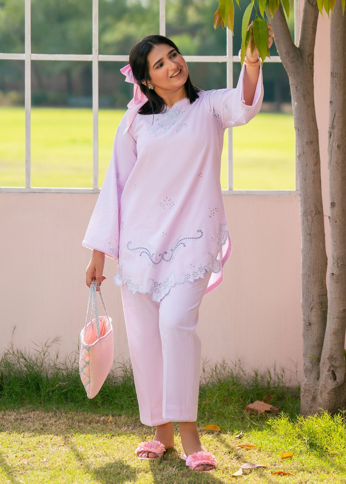 Sakura Pink Embroidered Suit