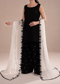 White Embroidered Chiffon Dupatta
