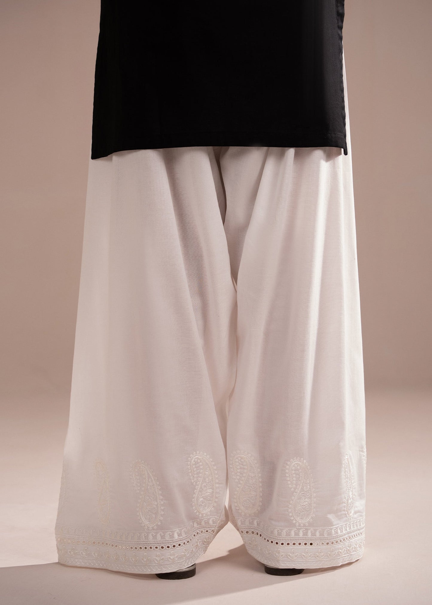 White Embroidered Farshi Shalwar