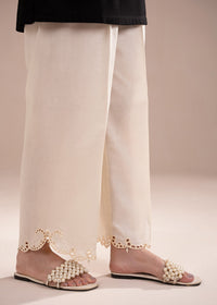 Off White Embroidered Trouser