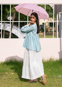 Sky Blue Embroidered Skirt Suit
