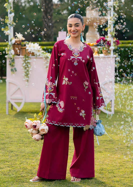 Plum Embroidered Suit
