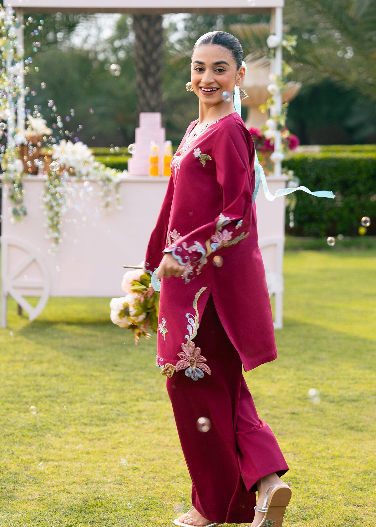 Plum Embroidered Suit