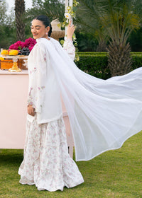 White Printed Embroidered Suit