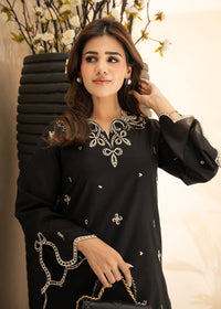 Coal Black Embroidered Lawn