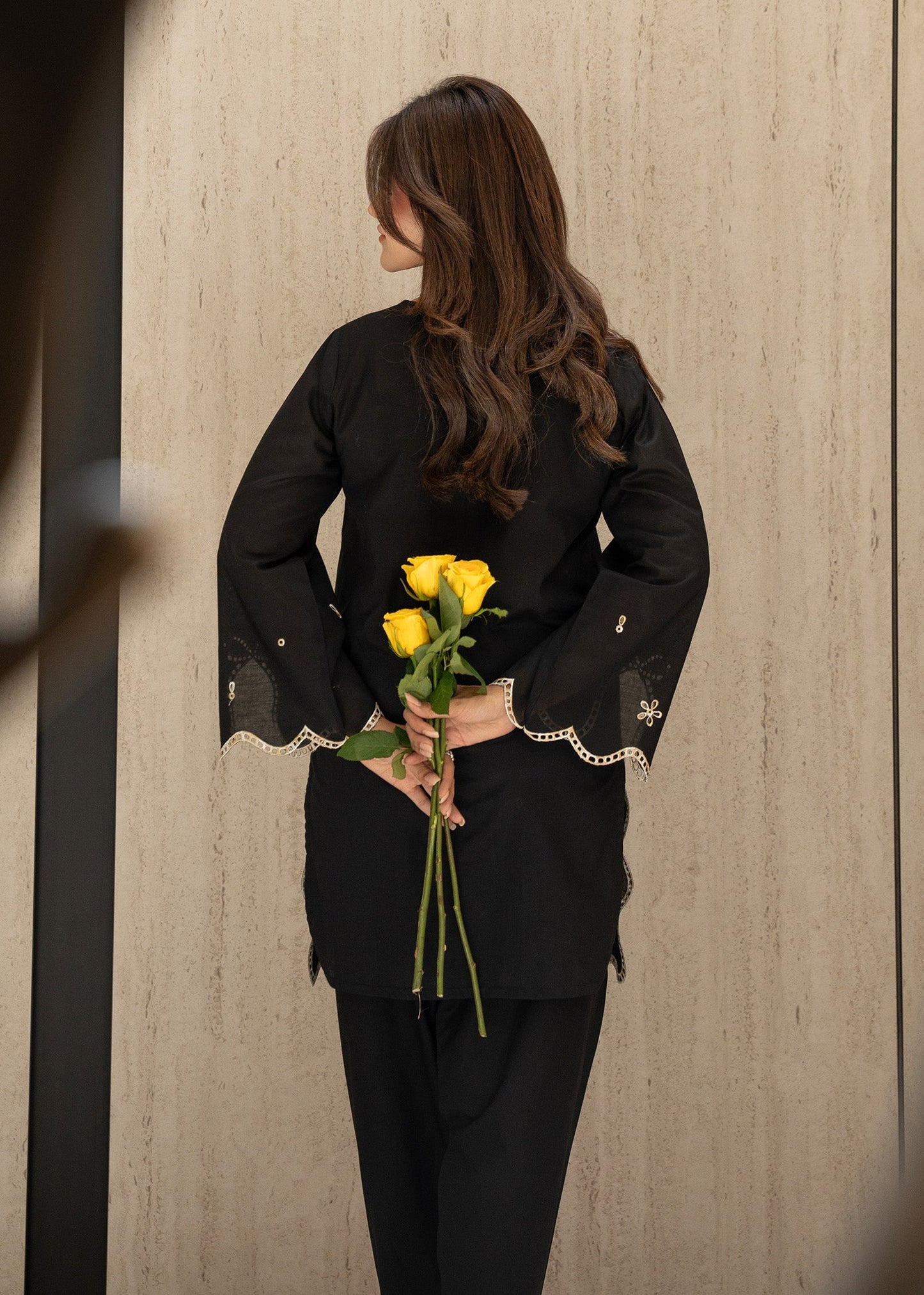 Coal Black Embroidered Lawn