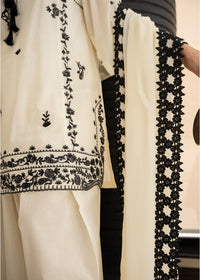 Almond White Embroidered Lawn
