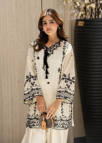 Almond White Embroidered Lawn