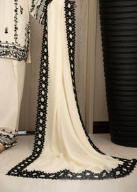 Almond White Embroidered Lawn