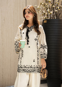 Almond White Embroidered Lawn