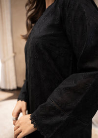 Obsidian Black Embroidered Lawn