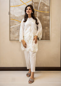 Cloud White Embroidered Lawn