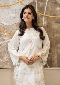 Cloud White Embroidered Lawn