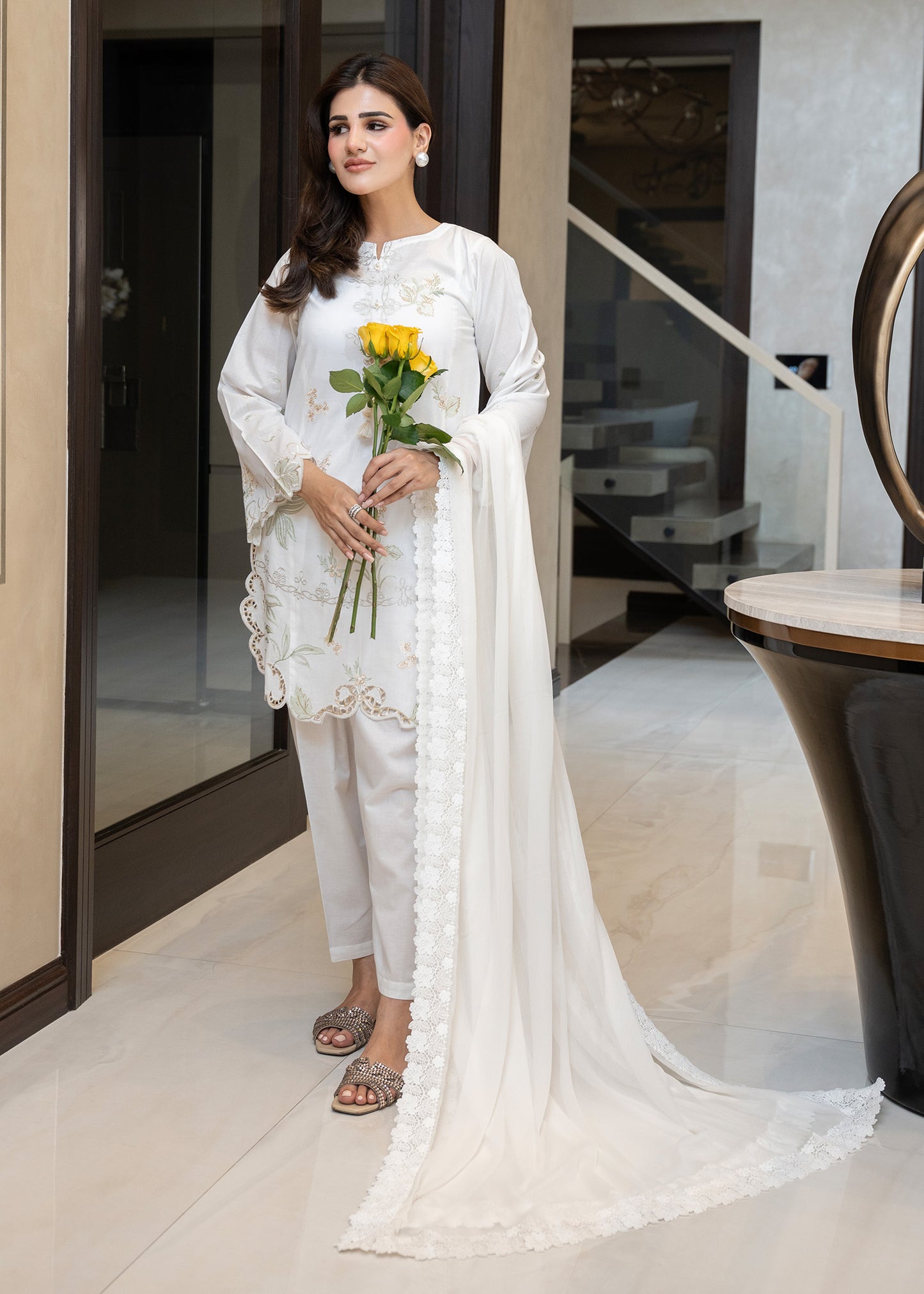 Off-white Chiffon Dupatta
