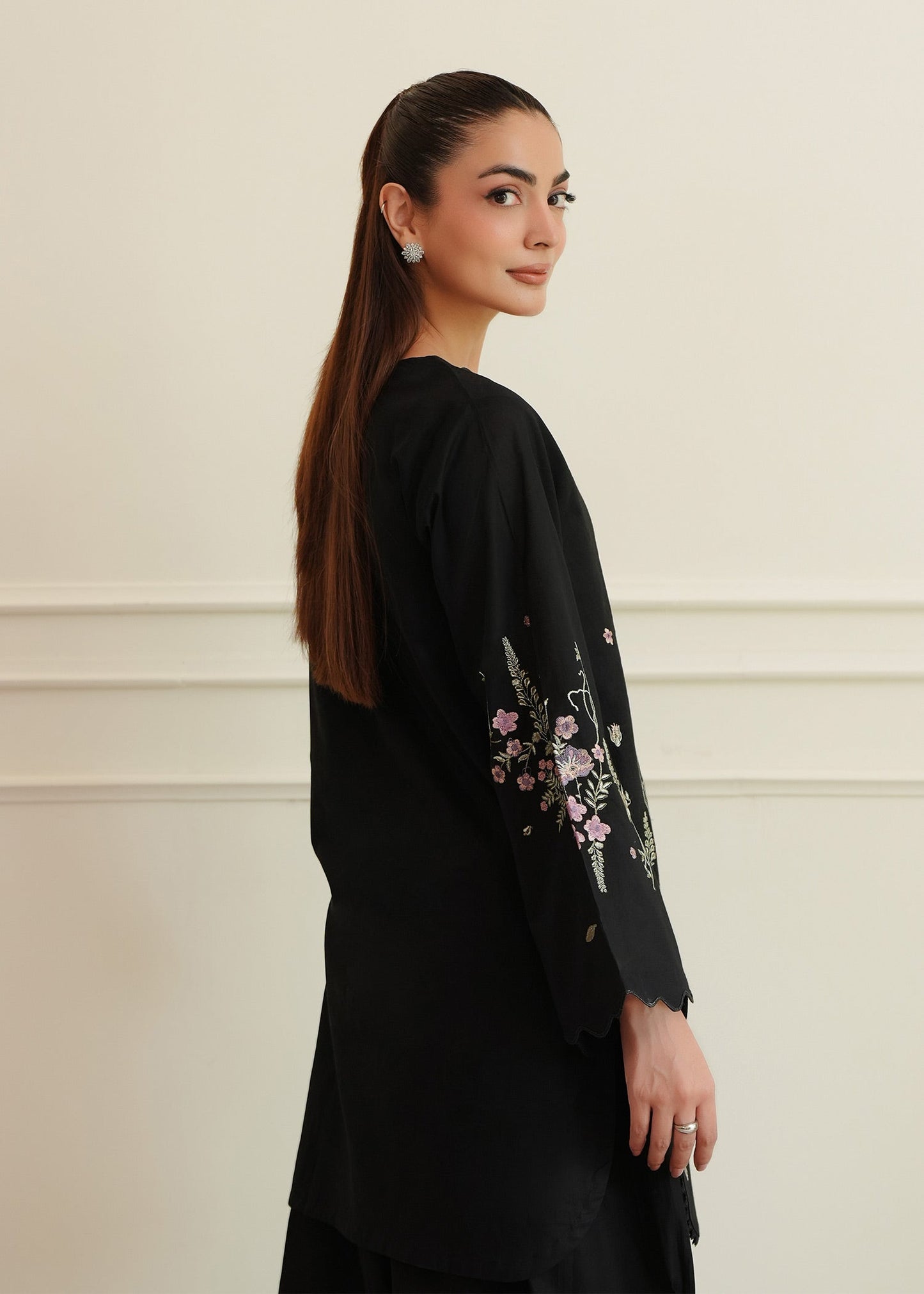 Midnight Black Embroidered Lawn