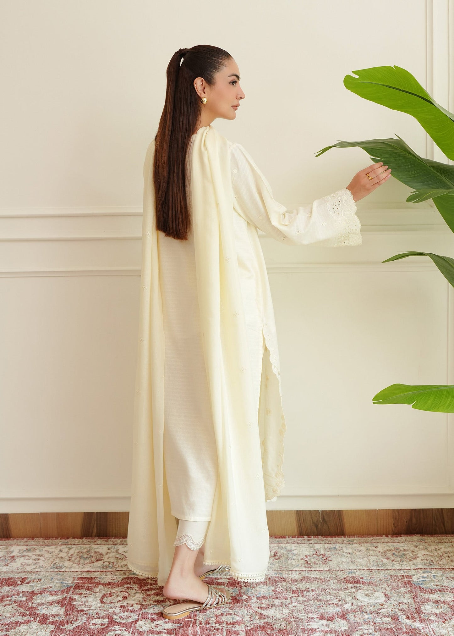 Eggshell White Embroidered Lawn