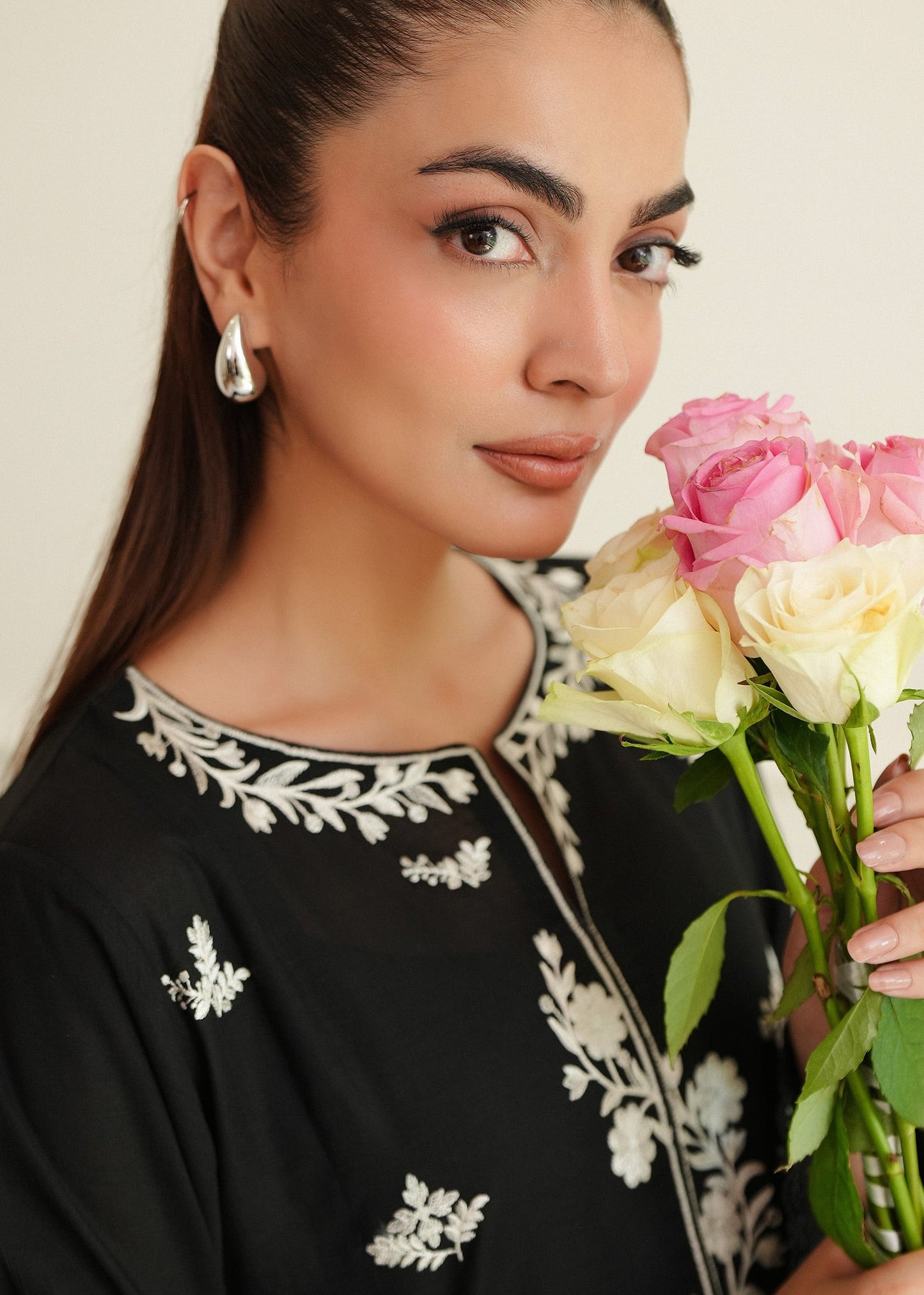 Smoke Black Embroidered Lawn