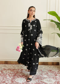 Smoke Black Embroidered Lawn