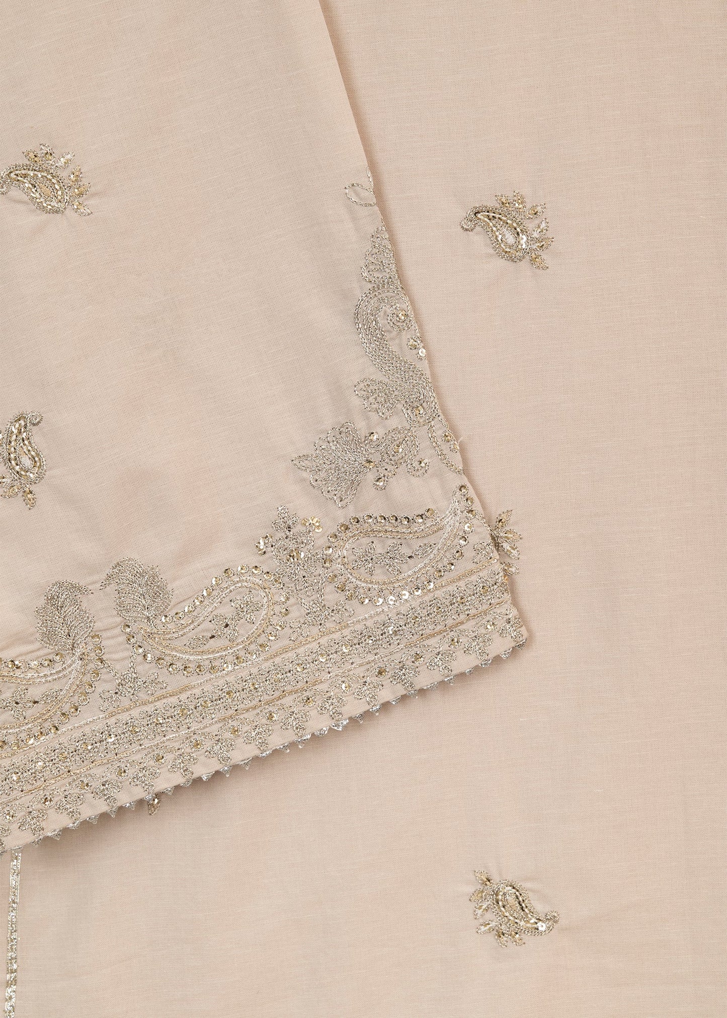 Beige Embroidered Sharara Suit (2 pc)