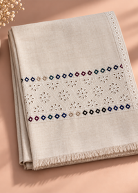 Cream Embroidered Pashmina Shawl