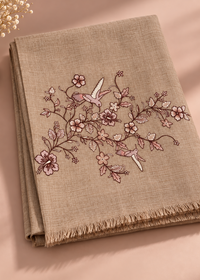 Beige Embroidered Pashmina Shawl