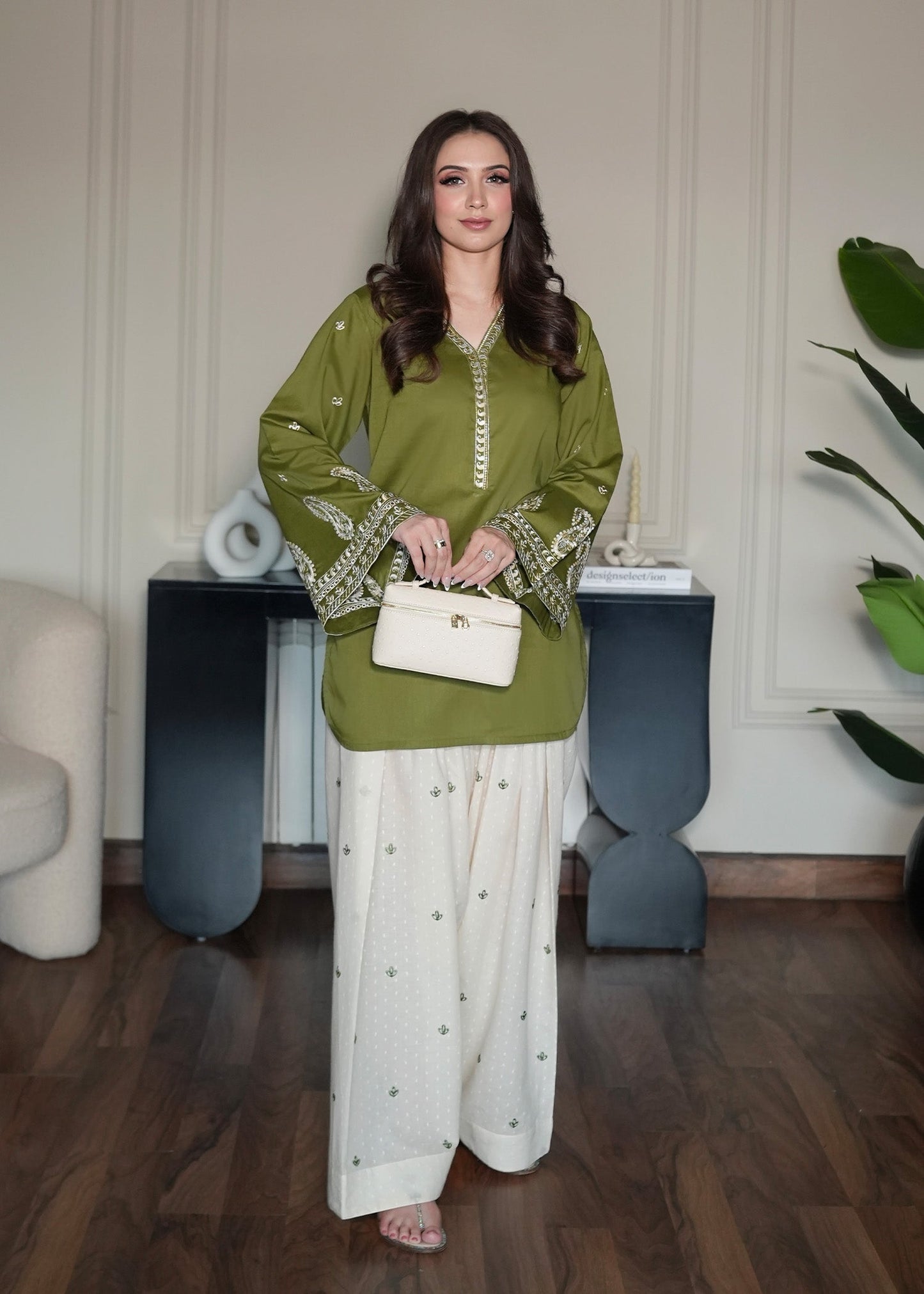 Off White Embroidered Farshi Shalwar