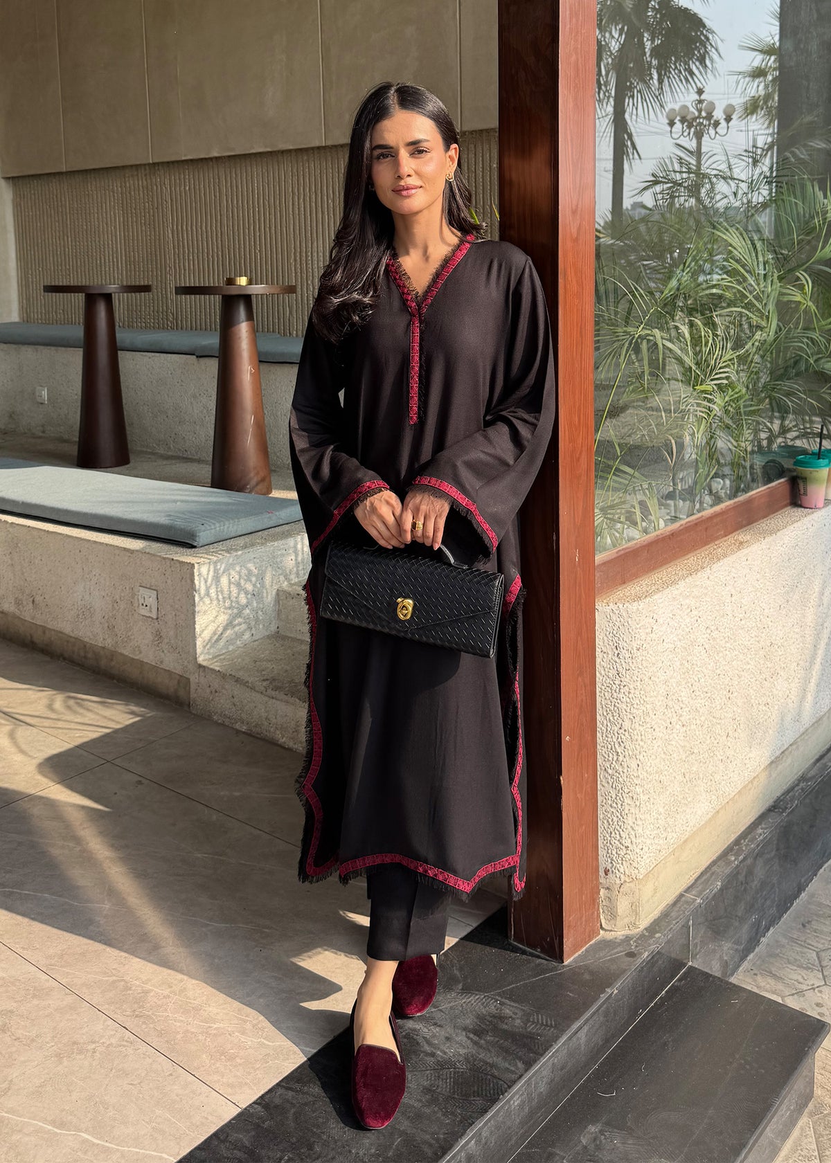 Black Embroidered Karandi 2 PC Suit
