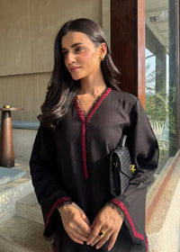 Black Embroidered Karandi 2 PC Suit