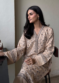 Beige Embroidered Karandi 2 PC Suit