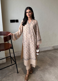 Beige Embroidered Karandi 2 PC Suit