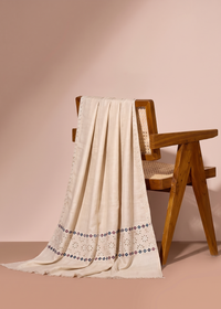 Cream Embroidered Pashmina Shawl